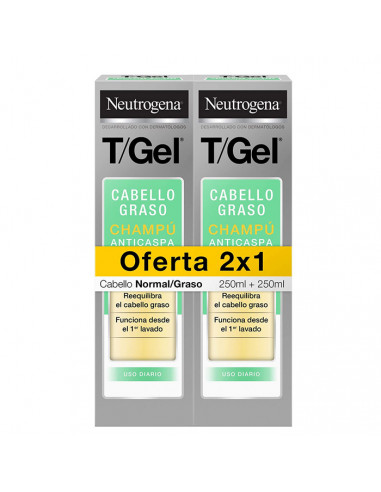 Neutrogena T/Gel Shampooing De Cheveux Huileux & Normal 2x250ml Neutrogena T/Gel Shampooing De Cheveux Huileux & Normal 2x250ml