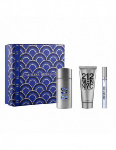 Carolina Herrera 212 Men Eau De Toilette Vaporisateur 100ml Coffret 3 Produits