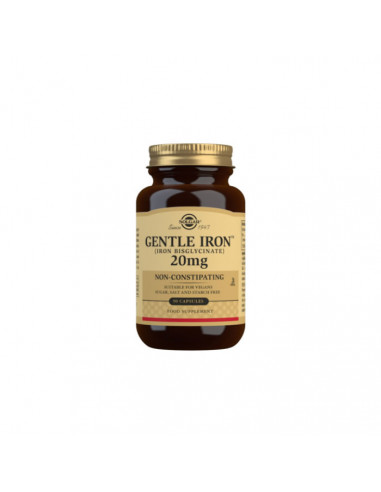 Solgar Gentle Iron (Iron Bisglycinate) 20 mg Vegetable Capsules - Pack