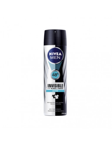 Nivea Men Invisible For Black And White Active Deodorant Spray 200ml Nivea Men Invisible For Black And White Active Deodorant Spray 200ml