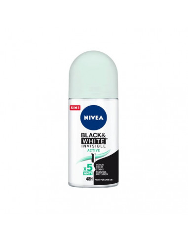 Nivea Black & White Invisible Active Déodorant Roll On 50ml Nivea Black & White Invisible Active Déodorant Roll On 50ml