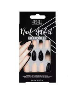 Ardell Nail Addict Black Stud y Pink Ombre False Nails