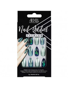 Ardell Nail Addict Green Glitter Chrome False Nails