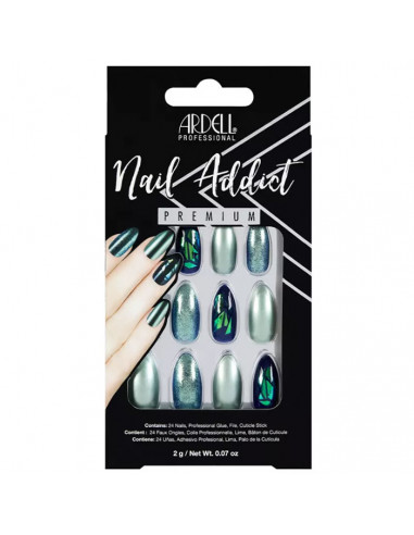 Ardell Nail Addict Green Glitter Chrome False Nails Ardell Nail Addict Green Glitter Chrome False Nails