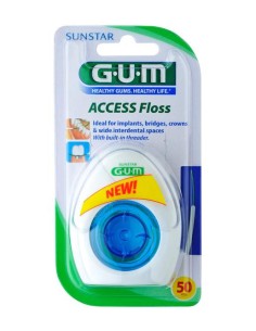 Gum™ Implant Floss Floss Implants Dentaires Sans Cire 50 Fils X 30cm
