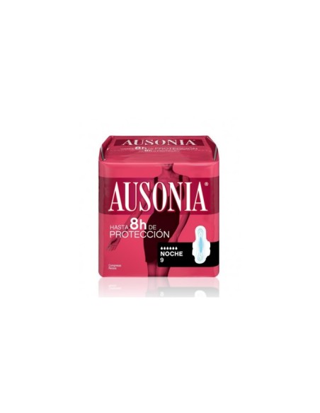 Ausonia Nuit Avec Ailettes Serviettes Hygiéniques 9 Unités