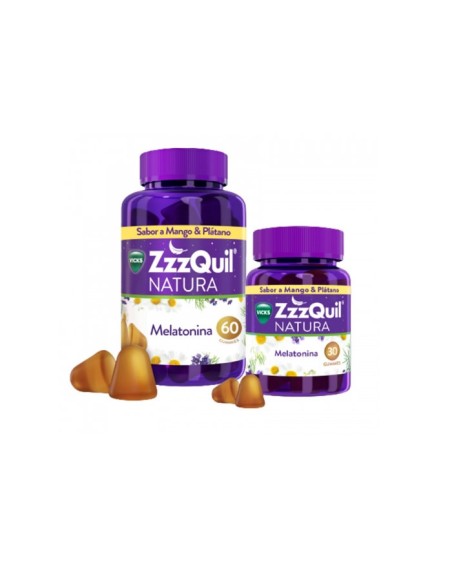 Zzzquil Natura Mélatonine Mangue & Banane 60+30 Unités