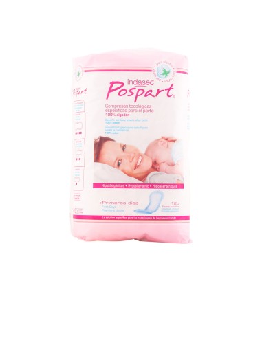 Indasec Pospart Tocological Compresses 100% Coton 12 Unités