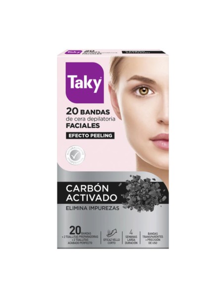 Taky Carbone Activado Bandes De Cire De Visage 20 Unités