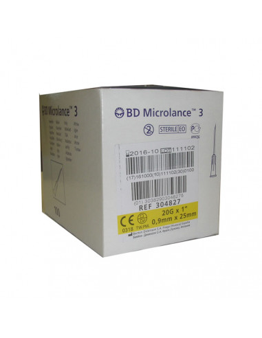BD Microlance Aiguille 0,9mm x 25mm 100 Unités BD Microlance Aiguille 0,9mm x 25mm 100 Unités