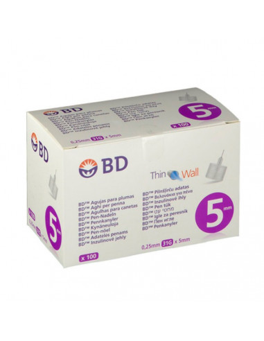 Bd Micro-fine Pen Needles 0,25 x 5mm 100 Pieces Bd Micro-fine Pen Needles 0,25 x 5mm 100 Pieces