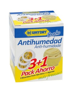 Humydry Lemon Scented Moisture Absorber 3 Pack Refills + 1 Free Device