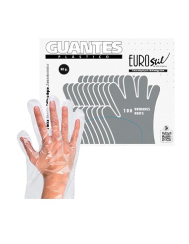 Eurostil Plastico Guantes Desechables Caja 100un