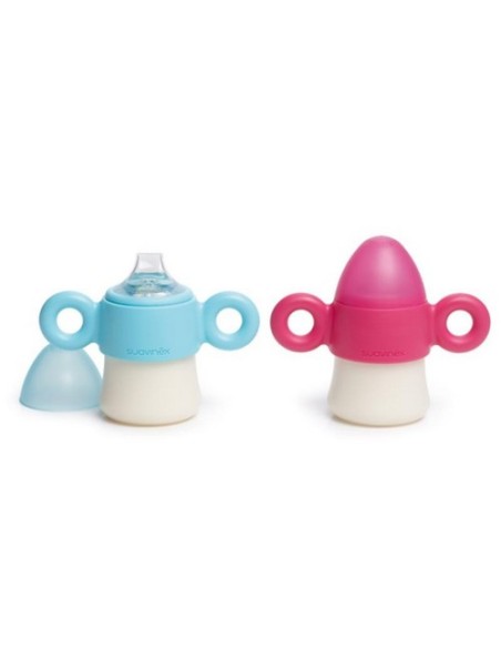 Suavinex Biberón Entrena First Silicona Antiderrame 150ml 4m