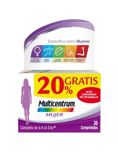 Multicentrum Pour Les Femmes 30 Comprimés +20% Gratuit Multicentrum Pour Les Femmes 30 Comprimés +20% Gratuit