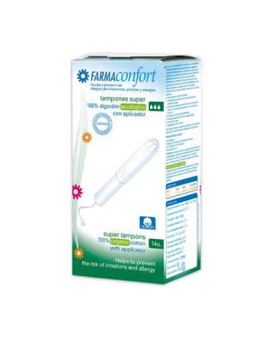FarmaConfort Tampons Coton Avec Applicateur Taille Super 14 Unités FarmaConfort Tampons Coton Avec Applicateur Taille Super 14 Unités