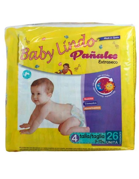 Baby Lindo Diapers T4 9-15 Kg 26 Units
