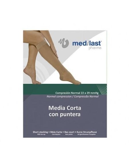 Media Medilast Corta Con Puntera Negro Talla Mediana