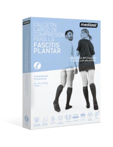 Calcetín Largo Fascitis Planta Negro Mediano Medilast