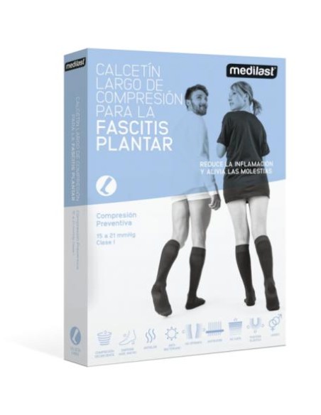 Calcetín Largo Fascitis Planta Negro Mediano Medilast