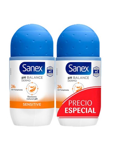 Sanex Ph Balance Dermo Sensitive Deodorant Roll On Duplo 2x50ml Sanex Ph Balance Dermo Sensitive Deodorant Roll On Duplo 2x50ml