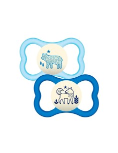Mam Baby Dummy Nighttime 6+ Blue Silicone 2U