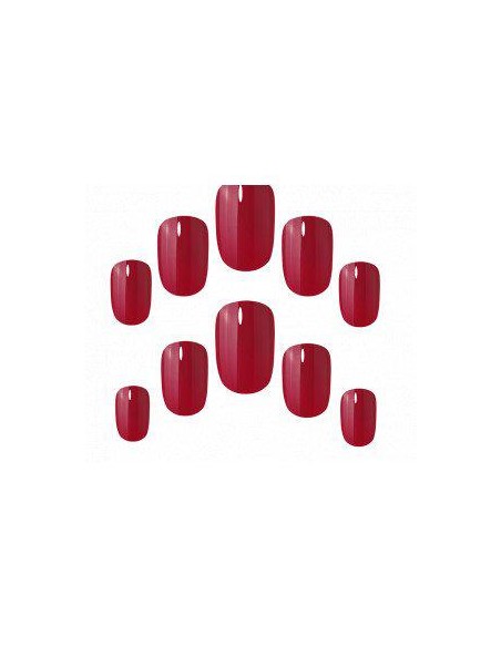 Elegant Touch Polished Colour 24 Nails With Glue Squoval Rich Red