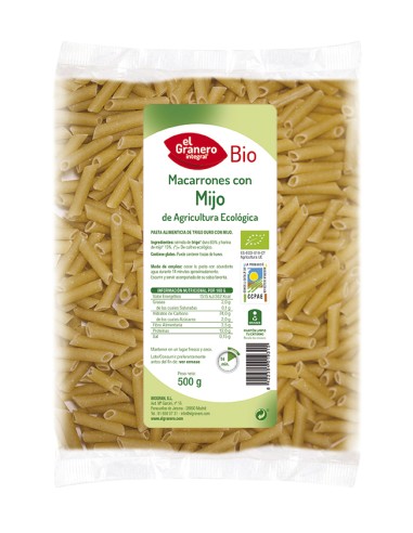 Granero Macarrones Con Mijo Bio 500g Granero Macarrones Con Mijo Bio 500g