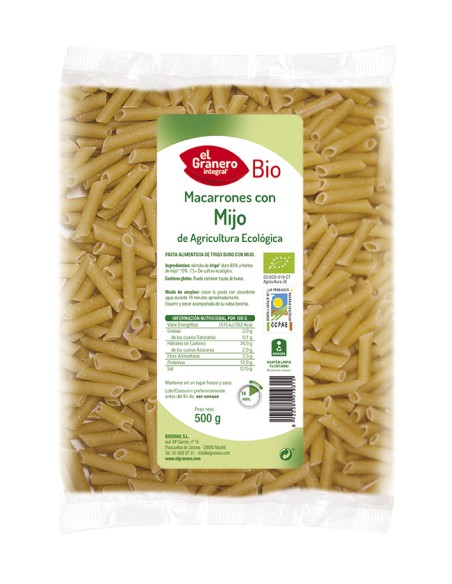 Granero Macarrones Con Mijo Bio 500g