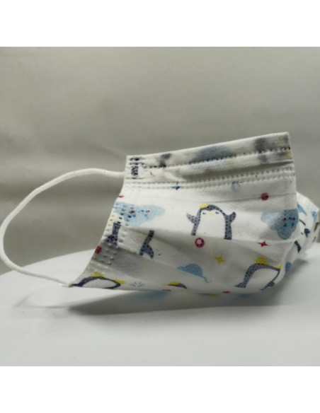 Masque Enfant Jetable Pingouins 50 Unités