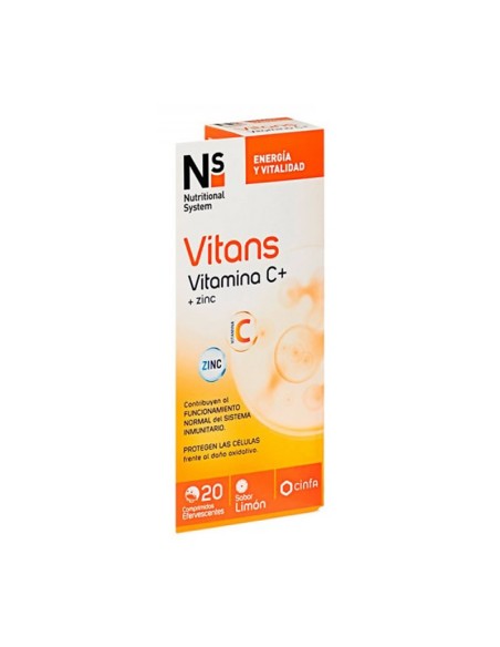Ns Vitans Vitamine C + Zinc 20Comprimés Effervescents Saveur Citron