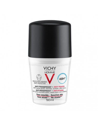 Vichy Homme Déodorant Anti-Transpirant Anti-Traces Peau Sensible 50ml Vichy Homme Déodorant Anti-Transpirant Anti-Traces Peau Sensible 50ml